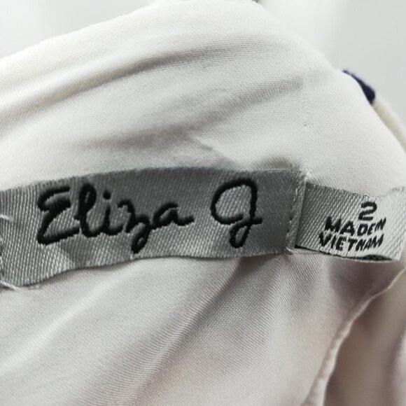 Eliza J Striped Pleated Dress Size 2 Lined Cutout Keyhole Back Nautical Belted - Picture 3 of 12